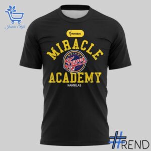 High-quality 2 Miracle Academy Indiana Fever black T shirt featuring a stylish design for a standout look.