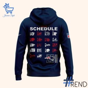 3 New England Patriots 2025 Schedule Hoodie featuring a bold design for everyday confidence.