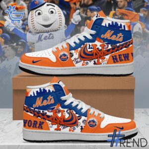 Take every step in comfort with 1 New York Mets Air Jordan High Top Shoes
