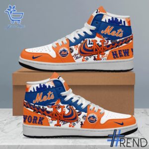 Take every step in comfort with 2 New York Mets Air Jordan High Top Shoes
