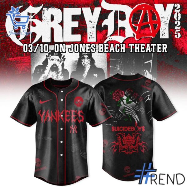 Premium quality 1 New York Yankees GreyDay Tour 2025 Suicideboys Jersey with a modern, versatile look