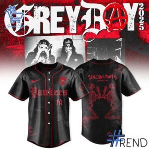 Level up your look with the bold style of 1 New York Yankees SUICIDEBOYS GreyDay Tour Merch 2025 Jersey.