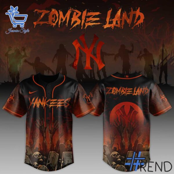 Level up your look with the bold style of 1 New York Yankees Zombie Land Baseball Jersey.