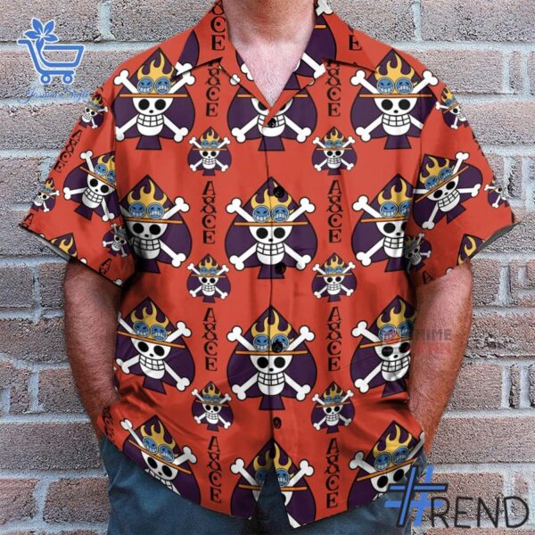 4 One Piece Portgas D Ace Jolly Roger Hawaiian Shirt featuring a bold design for everyday confidence.