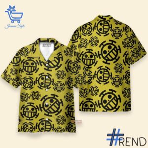 1 One Piece Trafalgar Law Jolly Roger Hawaiian Shirt featuring a bold design for everyday confidence.