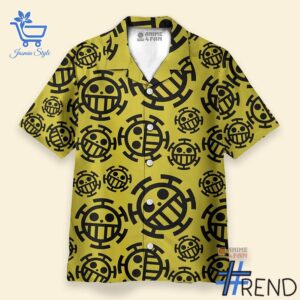 2 One Piece Trafalgar Law Jolly Roger Hawaiian Shirt featuring a bold design for everyday confidence.