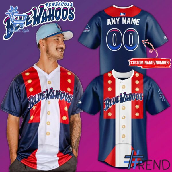 Premium quality 1 Pensacola Blue Wahoos 250th anniversary US military Jersey with a modern, versatile look