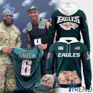 Premium quality 2 Philadelphia Eagles 2025 Military Day Hoodie with a modern, versatile look