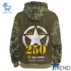 3 Philadelphia Eagles US Army 250th Birthday Hoodie featuring a bold design for everyday confidence.
