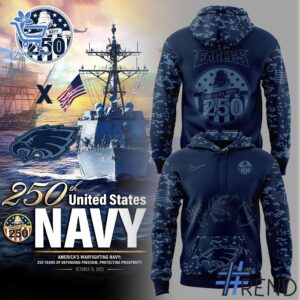 1 Philadelphia Eagles US Navy 250th Celebration Hoodie designed with a clean aesthetic for everyday wear