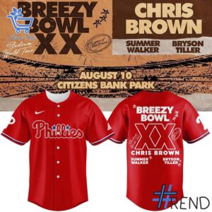 Stylish 1 Philadelphia Phillies Chris Brown Breezy Bowl XX Summer World Tour Jersey designed for everyday wear and lasting comfort.