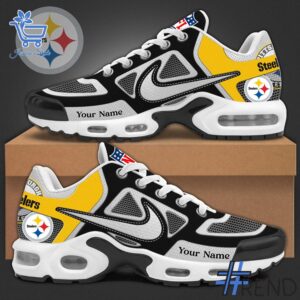Layered outfit featuring 1 Pittsburgh Steelers Custom TN Air Max Shoes as the key piece