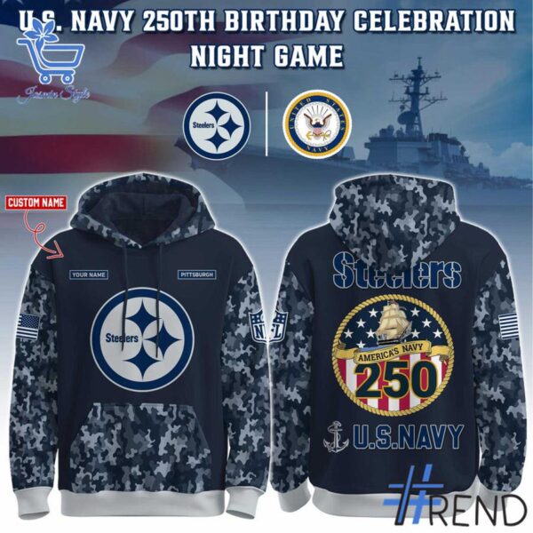 The 1 Pittsburgh Steelers US Navy 250th Birthday Hoodie delivers iconic streetwear energy.