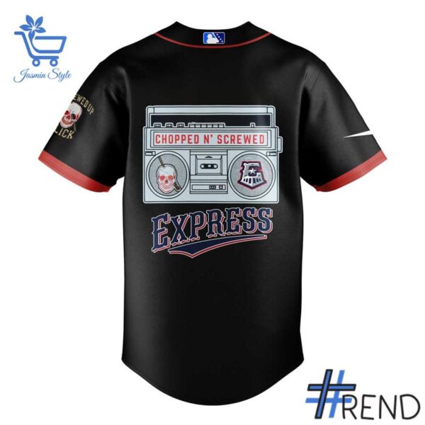 Layered outfit featuring 3 Round Rock Express DJ Screw Jersey as the key piece