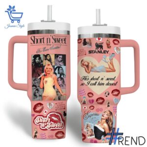 2 Sabrina Carpenter Short n' Sweet Tour Tumbler 40oz designed with a clean aesthetic for everyday wear