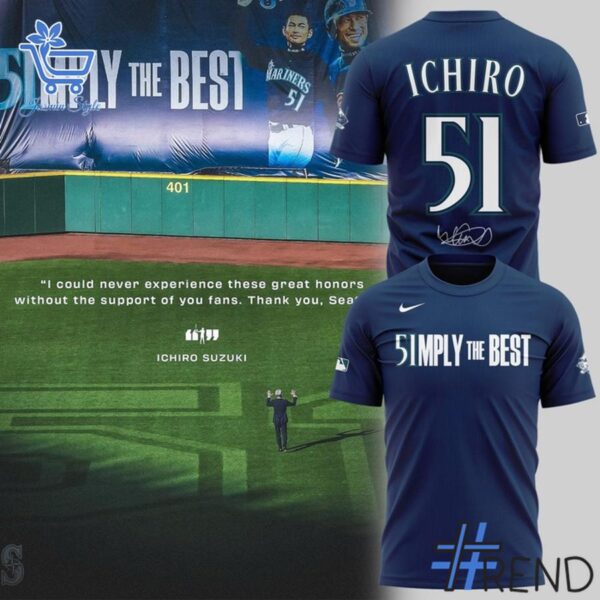 1 Seattle Mariners Ichiro Suzuki 2025 T Shirt designed with a clean aesthetic for everyday wear