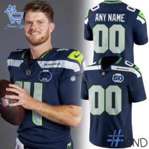 Bold and versatile 1 Seattle Seahawks 50 Seasons Patch 50th Annivesary Football Jersey for any occasion.