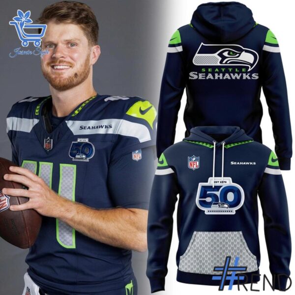 1 Seattle Seahawks 50 Seasons Patch 50th Annivesary Hoodie featuring a bold design for everyday confidence.