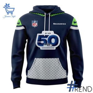 2 Seattle Seahawks 50 Seasons Patch 50th Annivesary Hoodie featuring a bold design for everyday confidence.