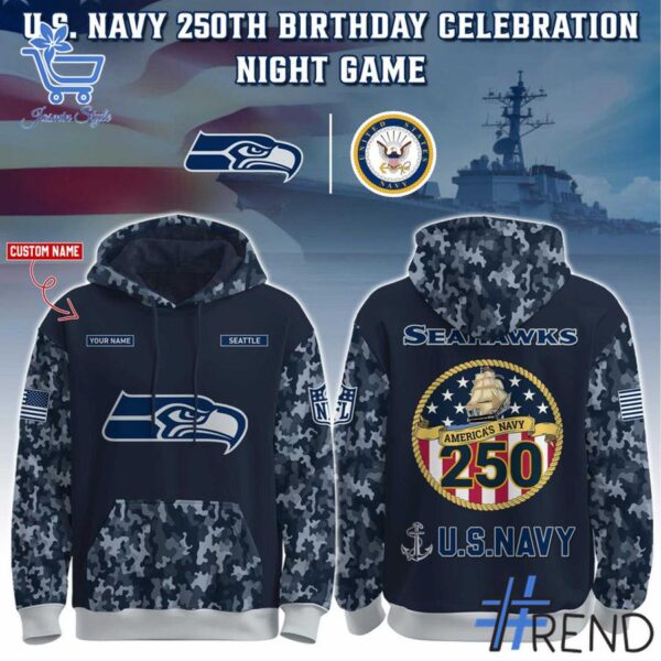 The 1 Seattle Seahawks US Navy 250th Birthday Hoodie delivers iconic streetwear energy.