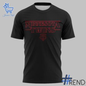 Take every step in comfort with 2 Stranger Things Minnesota Twins black Shirt