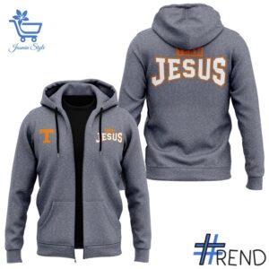 1 Tennessee Football Football Team Jesus Grey Zip Hoodie featuring a bold design for everyday confidence.