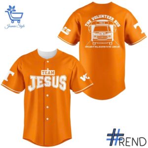 1 Tennessee Volunteers Bus Jesus Baseball Jersey designed with a clean aesthetic for everyday wear
