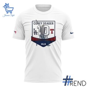 2 Texas Rangers 10 Years Of MLB Service Corey Seager shirt designed with a clean aesthetic for everyday wear