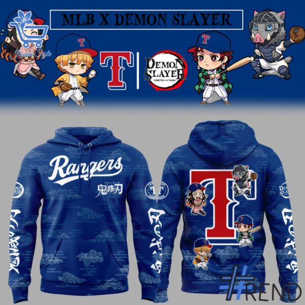 1 Texas Rangers Demon Slayer Hoodie designed with a clean aesthetic for everyday wear