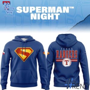 The 1 Texas Rangers Superman Night Hoodie delivers iconic streetwear energy.