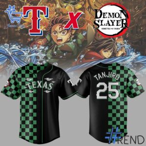 The 1 Texas Rangers x Demon Slayer night Baseball Jersey brings street-ready confidence to everyday outfits.