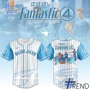 Level up your look with the bold style of 1 Toronto Blue Jays Fantastic Four Jersey.