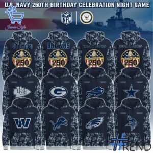 1 US Navy 250th Birthday Custom NFL Teams Hoodie designed with a clean aesthetic for everyday wear