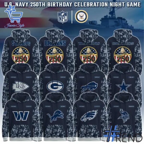 1 US Navy 250th Birthday Custom NFL Teams Hoodie designed with a clean aesthetic for everyday wear