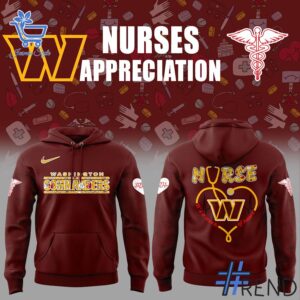 The 1 Washington Commanders Nurses Appreciation 2025 Hoodie delivers iconic streetwear energy.