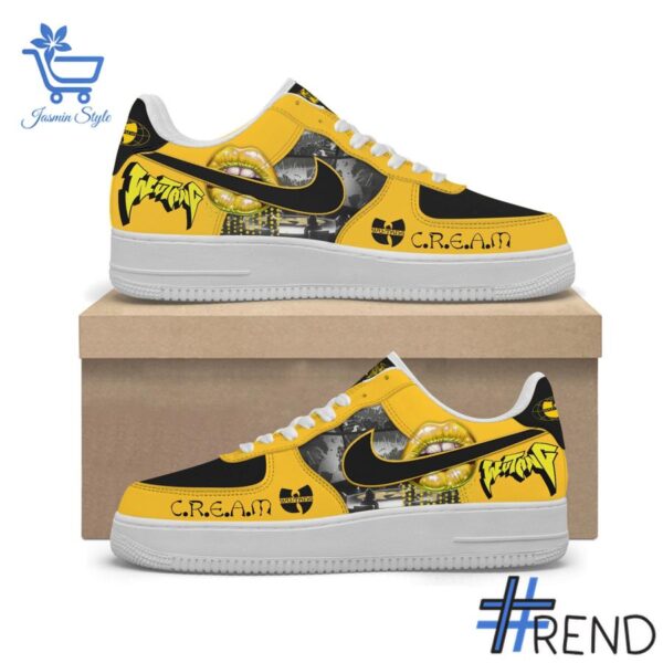 Level up your look with the bold style of 1 Wu Tang Clan Cream Nike Air Force Shoes.