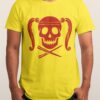Bold and versatile yellow skull red design ribbon t shirt for any occasion.