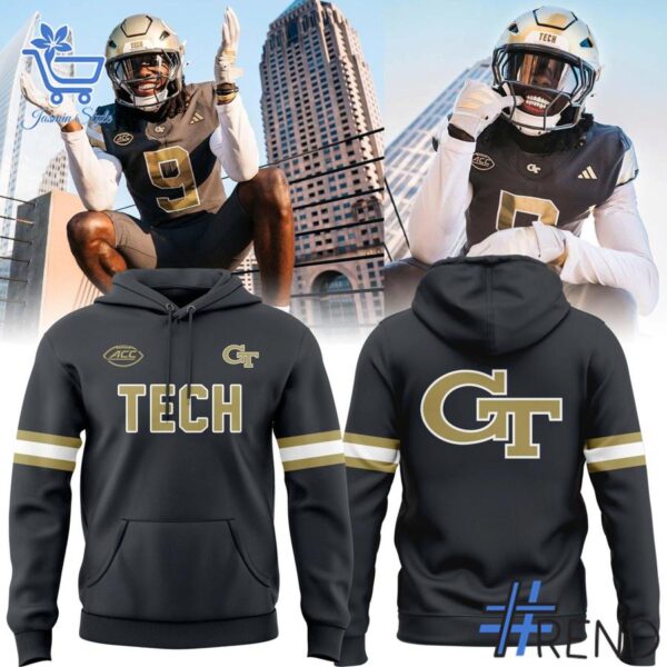 Stylish Grey Steel Uniform Georgia Tech Football Hoodie designed for all-day comfort.