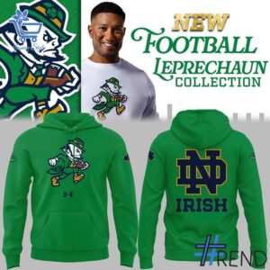 Refresh your collection with the timeless 1 2025 Leprechaun Notre Dame Football Hoodie.