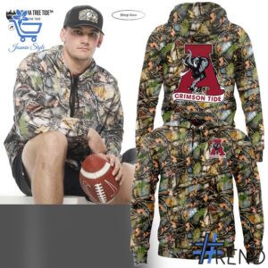 Trendy Alabama Crimson Tide Camo Hoodie perfect for casual and streetwear outfits.