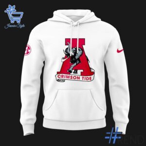 The Alabama Crimson Tide Football White Hoodie adds a colorful spark to your wardrobe.