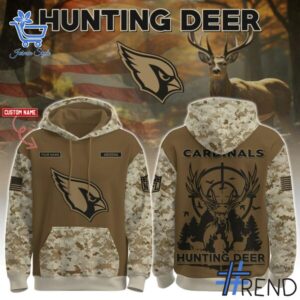 Refresh your collection with the timeless 1 Arizona Cardinals Hunting Deer Hoodie.
