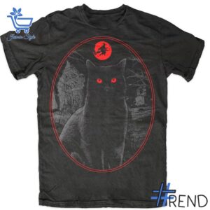 Comfortable Black Cat Witch Halloween Shirt designed with attention to detail.