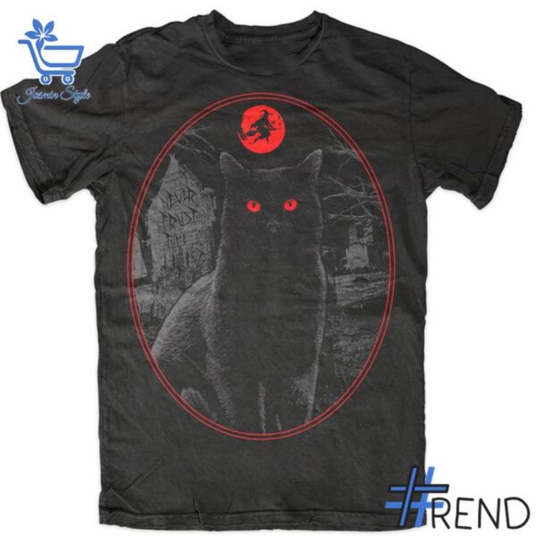 Comfortable Black Cat Witch Halloween Shirt designed with attention to detail.