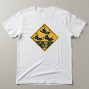 The Caution Cat Crossing T shirt is built for bold street style.