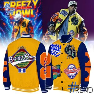 Refresh your collection with the timeless Chris Brown Breezy Bowl XX Tour Baseball Jacket.