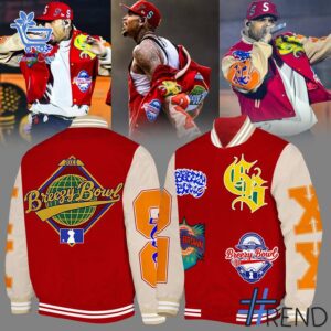 Experience the sleek design of the Chris Brown Breezy Bowl XX Tour Varsity Jacket.