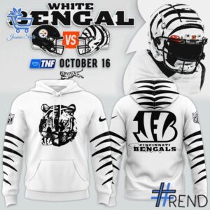 Refresh your collection with the timeless 1 Cincinnati Bengals 2025 white Hoodie.