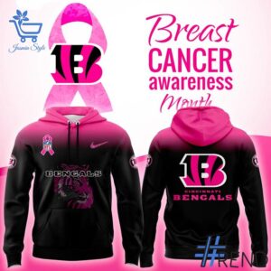 The Cincinnati Bengals Breast Cancer Awareness Hoodie adds a colorful spark to your wardrobe.
