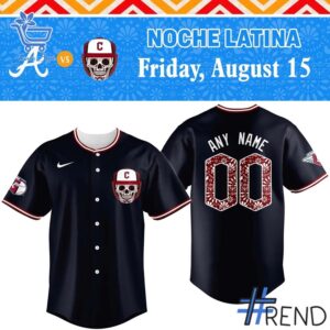 The Cleveland Guardians NOCHE LATINA Skull logo Baseball jersey is built for bold street style.